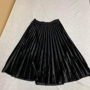 Jaclyn Smith collection women Black Medium velvet pleated midi skirt. SKU191